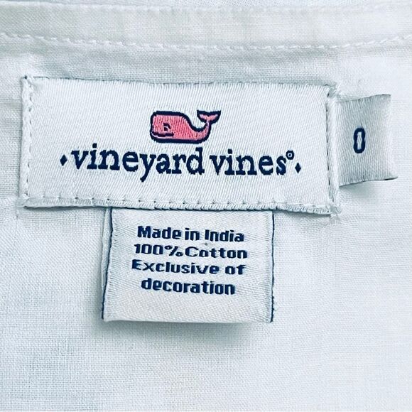 Vineyard Vines Dress White Blue Embroidered Tunic Shift Sleeveless Full/Lining 0 - Picture 11 of 11